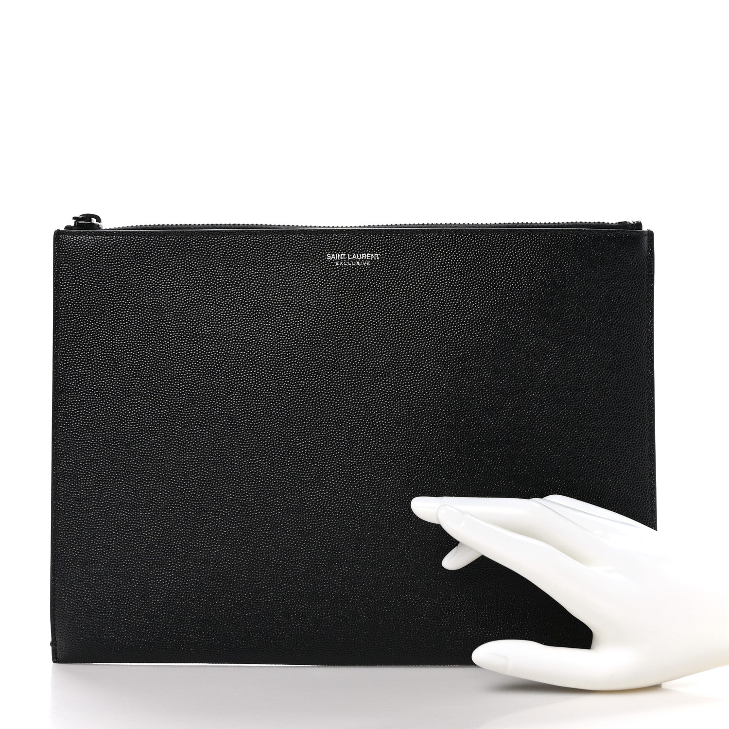 Saint Laurent Grain De Poudre Zipped Tablet Holder Black 2 of 8