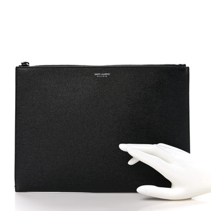 Saint Laurent Grain De Poudre Zipped Tablet Holder Black 2 of 8