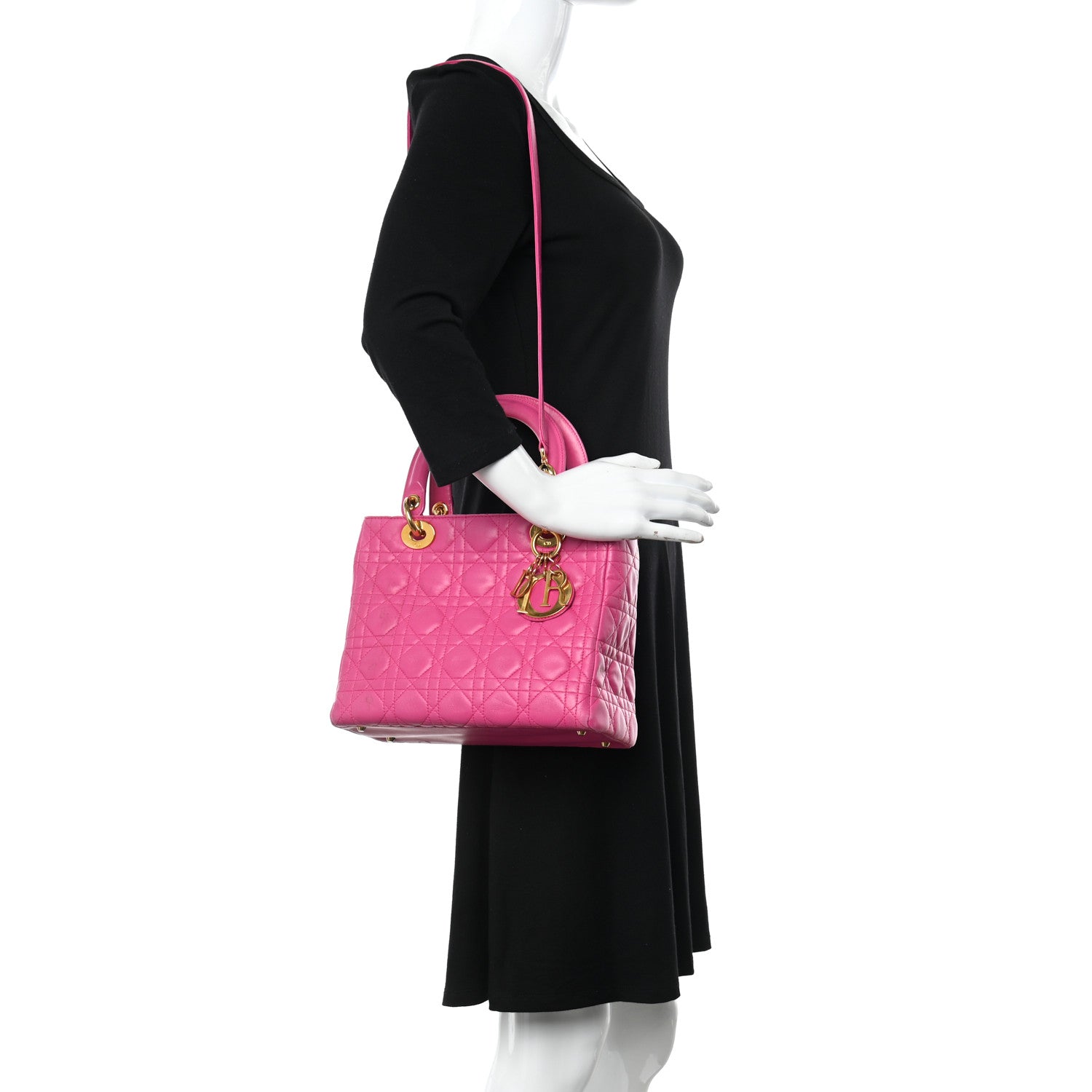 Christian Dior Lambskin Cannage Medium Lady Dior Pink 2 of 30