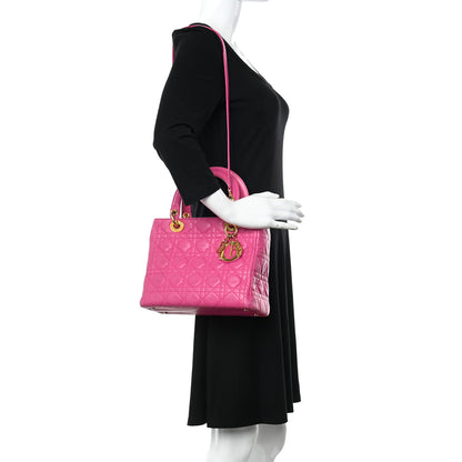 Christian Dior Lambskin Cannage Medium Lady Dior Pink 2 of 30