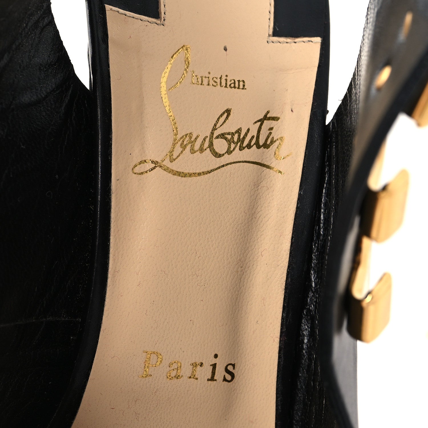 Christian Louboutin Shiny Calfskin Troubida 120 Lace Up Pumps 37 Black Gold 7 of 8
