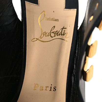 Christian Louboutin Shiny Calfskin Troubida 120 Lace Up Pumps 37 Black Gold 7 of 8