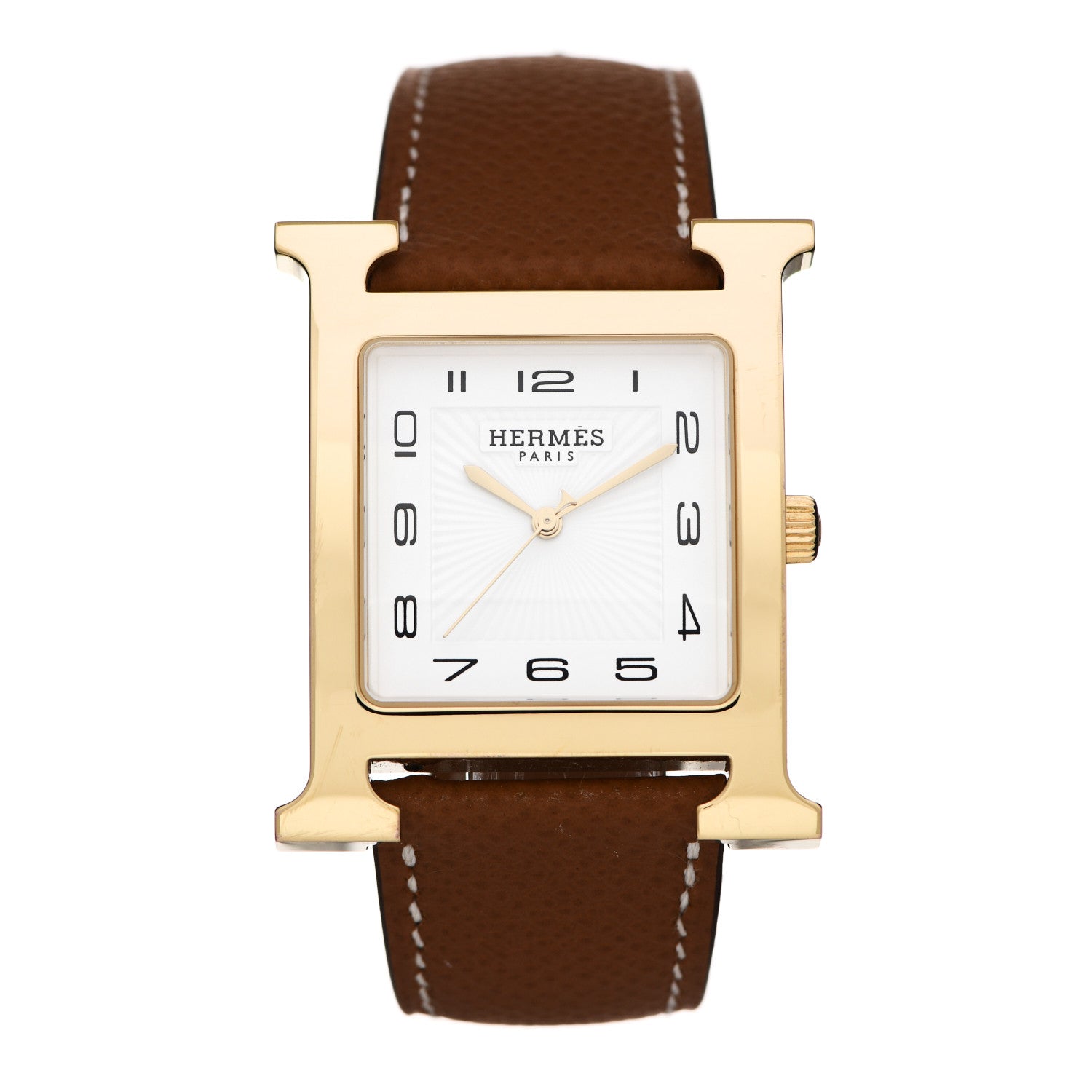 Hermes Stainless Steel Epsom 30.5mm Heure H Hour Quartz Watch Gold 1 of 7