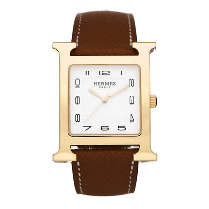 Hermes Stainless Steel Epsom 30.5mm Heure H Hour Quartz Watch Gold 1 of 7