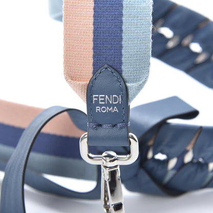 Fendi Woven Twill Shiny Nappa Lace Up Bow Strap You Blue Multicolor 3 of 5