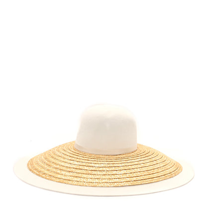 Gucci Straw Felt Wide Brim Hat S Beige White 4 of 10