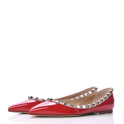 Valentino Garavani Patent Nappa Rockstud Ballerina Flats 37 Rosso Valentino Poudre 3 of 10