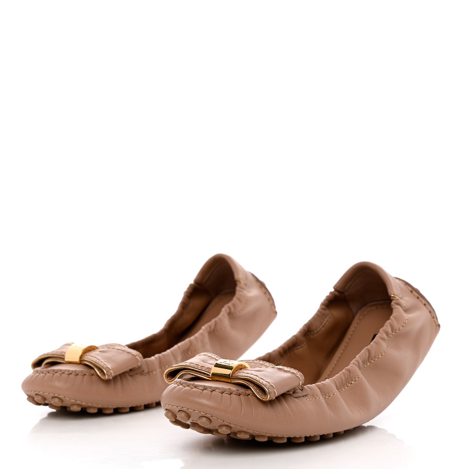 Louis Vuitton Calfskin Tempting Flat Loafers 37.5 Beige Rose 3 of 9