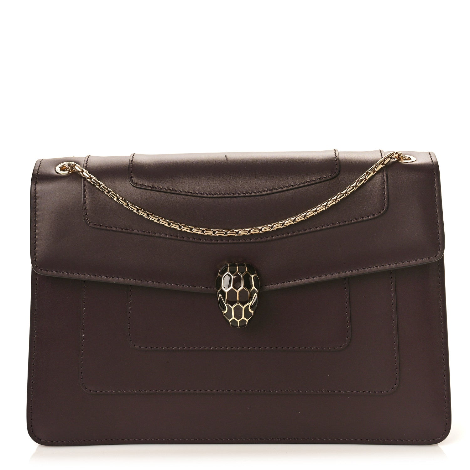 Bulgari Calfskin Serpenti Forever Shoulder Bag Plum 3 of 9