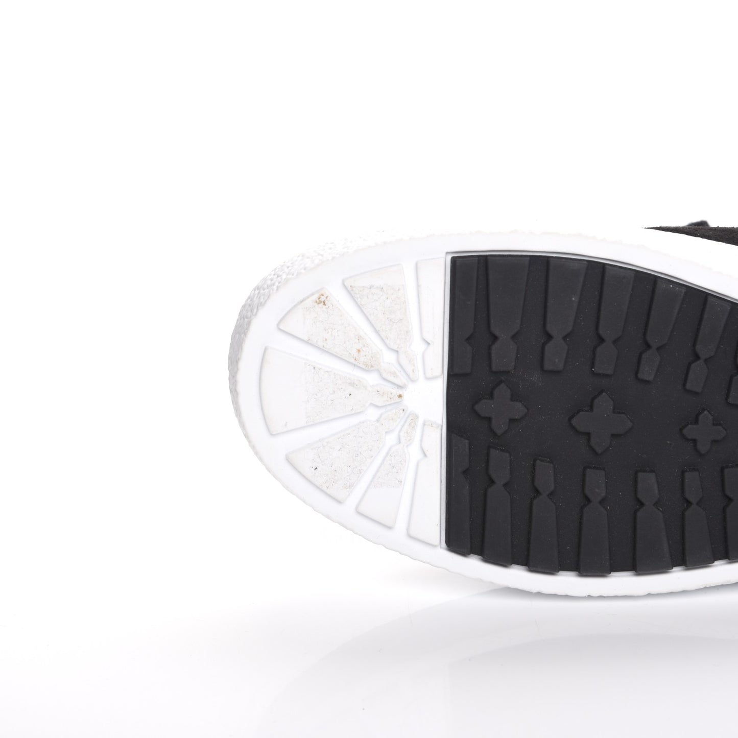 Suede Tweed High Top Sneakers 37 Black White