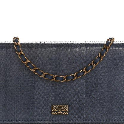 Chanel Snakeskin Wallet On Chain WOC Blue 9 of 18