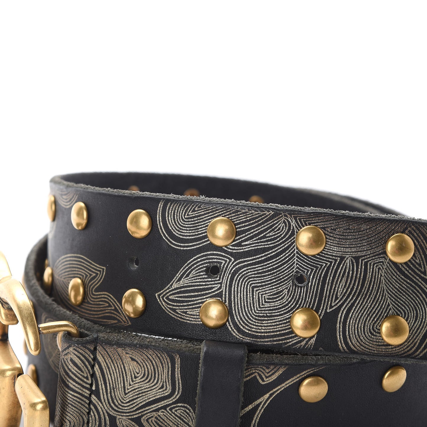 Calfskin Studded Printed GG Belt 95 38 Black