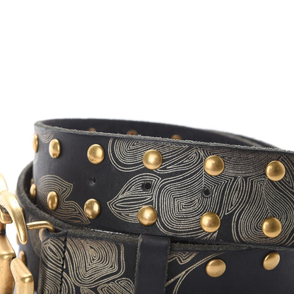 Gucci Calfskin Studded Printed GG Belt 95 38 Black 3 of 6