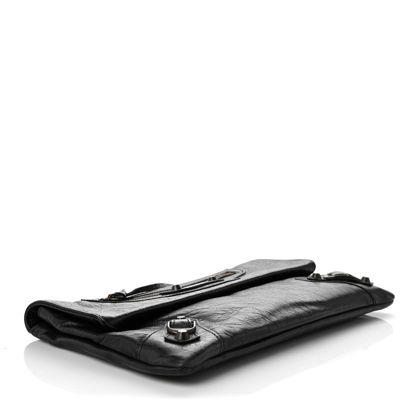 Agneau Classic Hardware Envelope Clutch Black