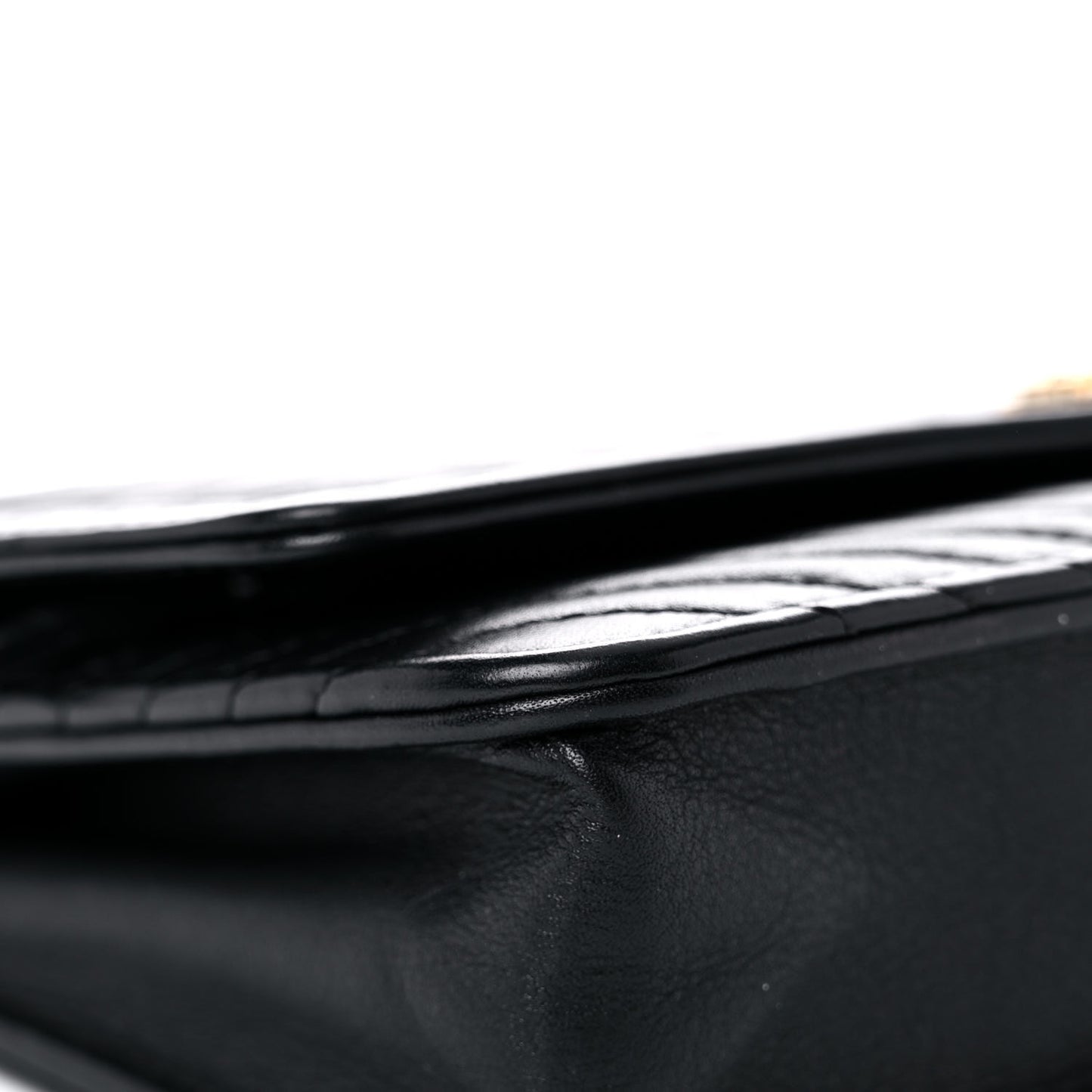 Calfskin Chevron Boy Wallet On Chain WOC Black
