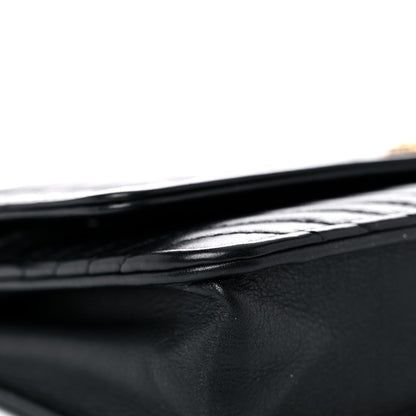 Chanel Calfskin Chevron Boy Wallet On Chain WOC Black 9 of 15