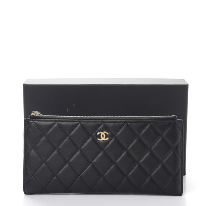 Chanel Lambskin Quilted Zip Pouch Black 10 of 10