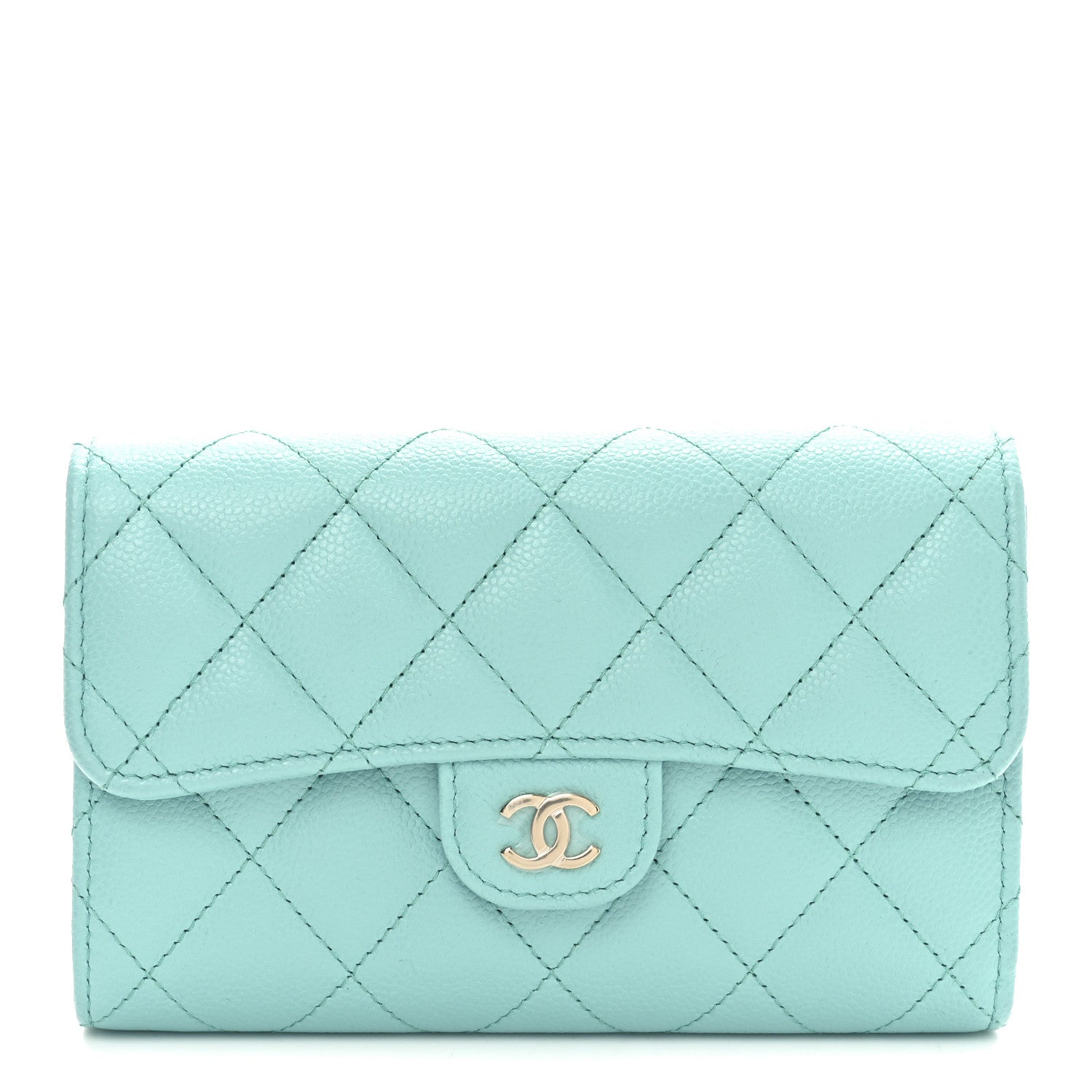 Chanel Caviar Quilted Medium Flap Wallet Light Blue 1 of 8
