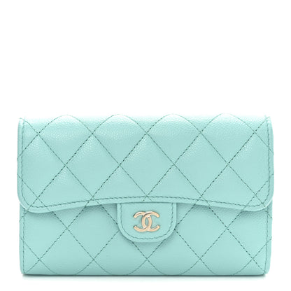 Chanel Caviar Quilted Medium Flap Wallet Light Blue 1 of 8