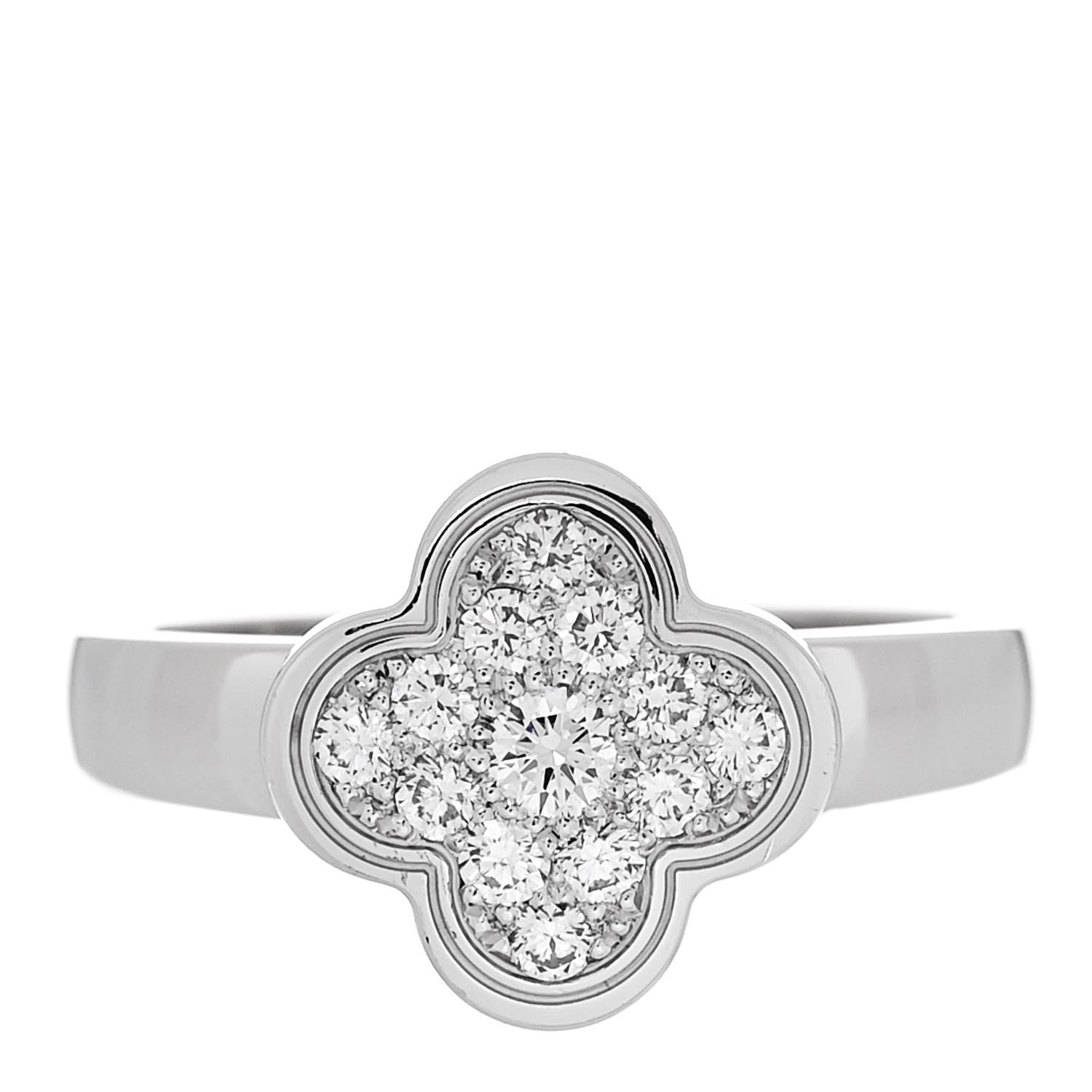 Van Cleef & Arpels VAN CLEEF & ARPELS 18K White Gold Diamond Pure Alhambra Ring 51 5.75 1 of 5