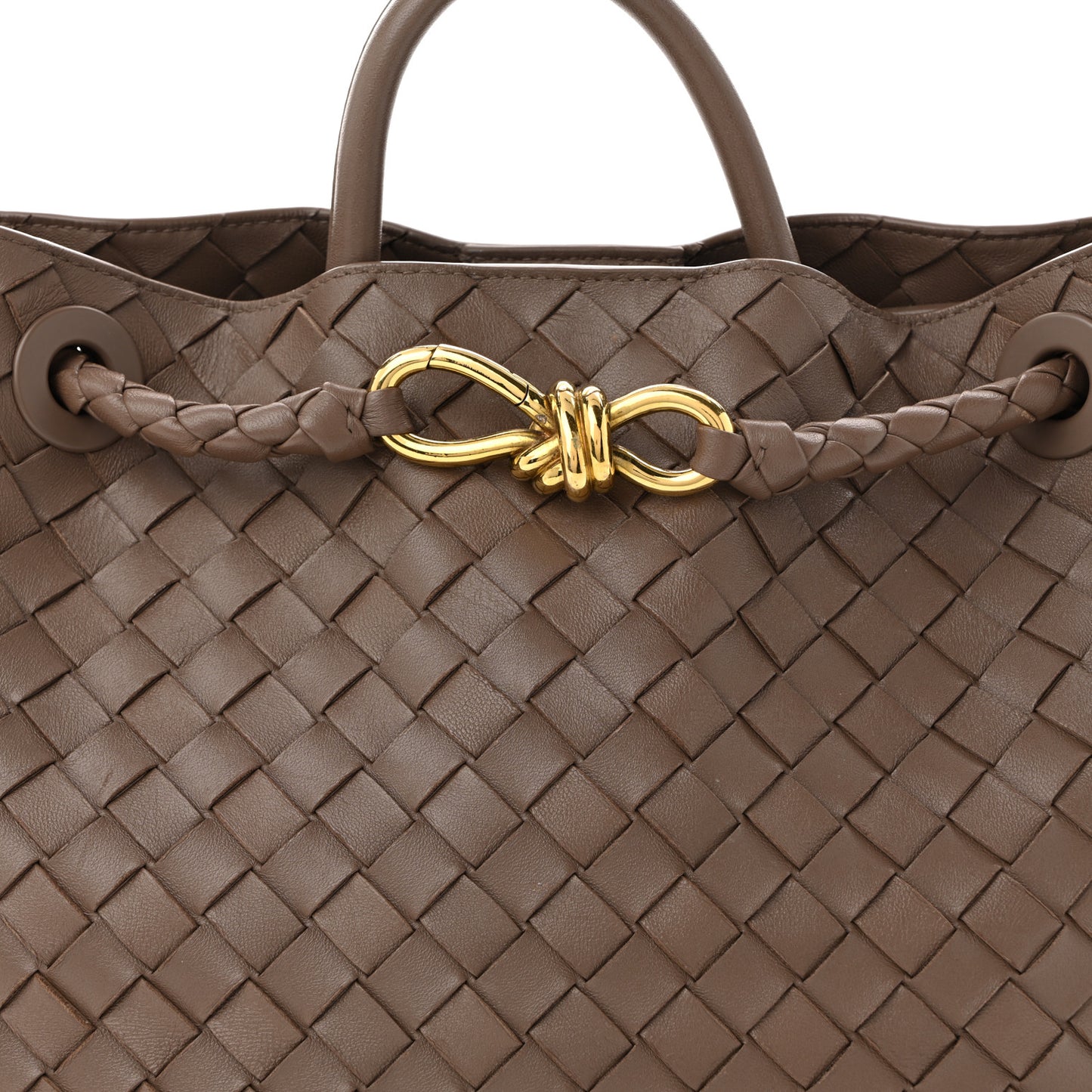 Nappa Intrecciato Medium Andiamo Shoulder Bag Taupe Grey