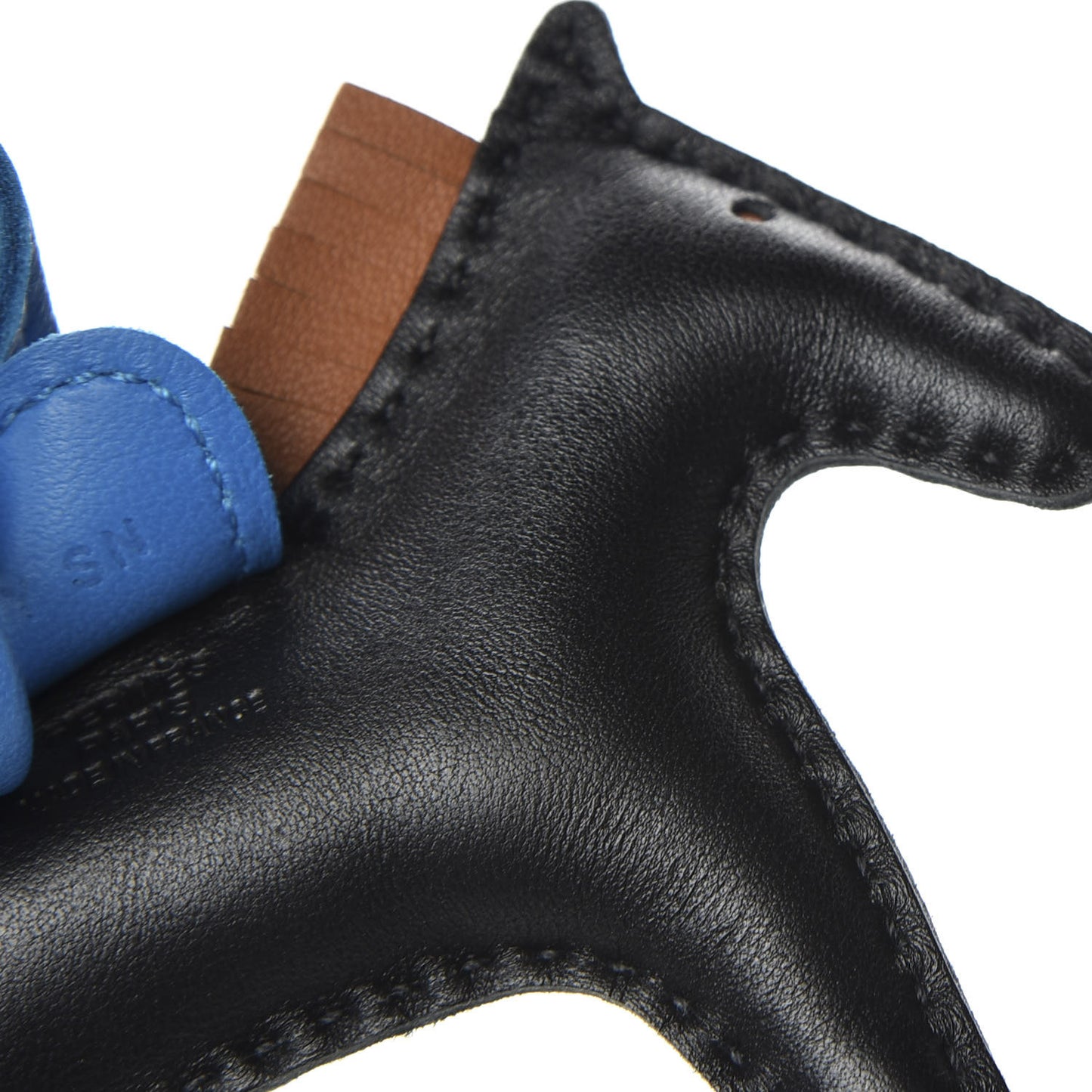 Milo Lambskin Grigri Rodeo Horse Bag Charm PM Black Gold Bleu Zanzibar