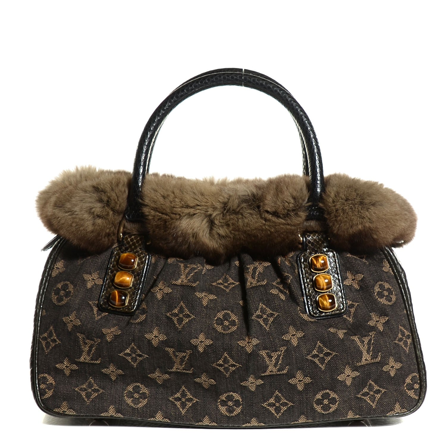 Louis Vuitton Monogram Denim Chinchilla Lizard Trapeze PM 1 of 7