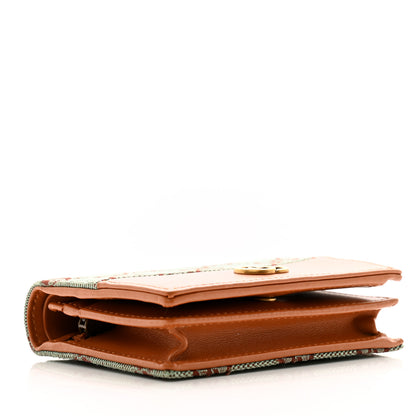 Gucci Moire Calfskin Monogram Bi-Fold Card Case Pale Blue Brown 4 of 11