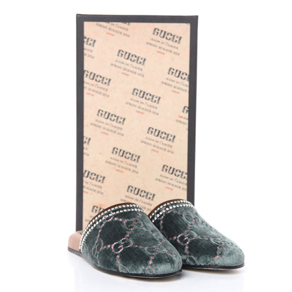 Gucci Velvet GG Monogram Crystal Womens Slippers 35.5 Avio Dusty Pink Vintage Cocoa 9 of 9