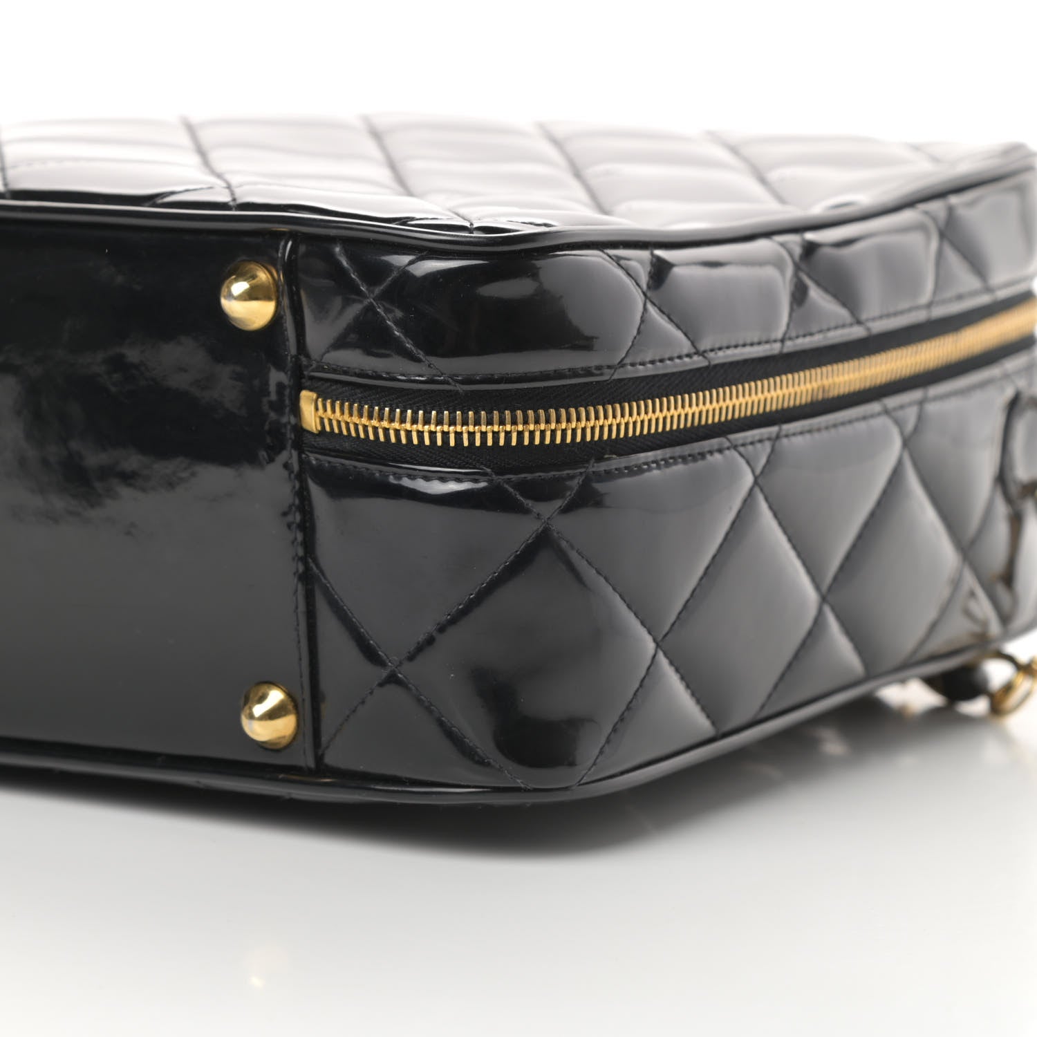 Chanel Patent Quilted Top Handle Lunch Box Carryall Shoulder Bag Black 11 of 15