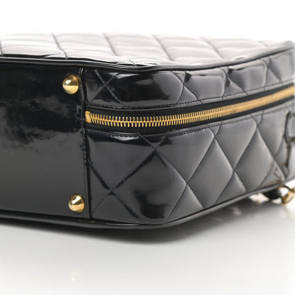 Chanel Patent Quilted Top Handle Lunch Box Carryall Shoulder Bag Black 11 of 15