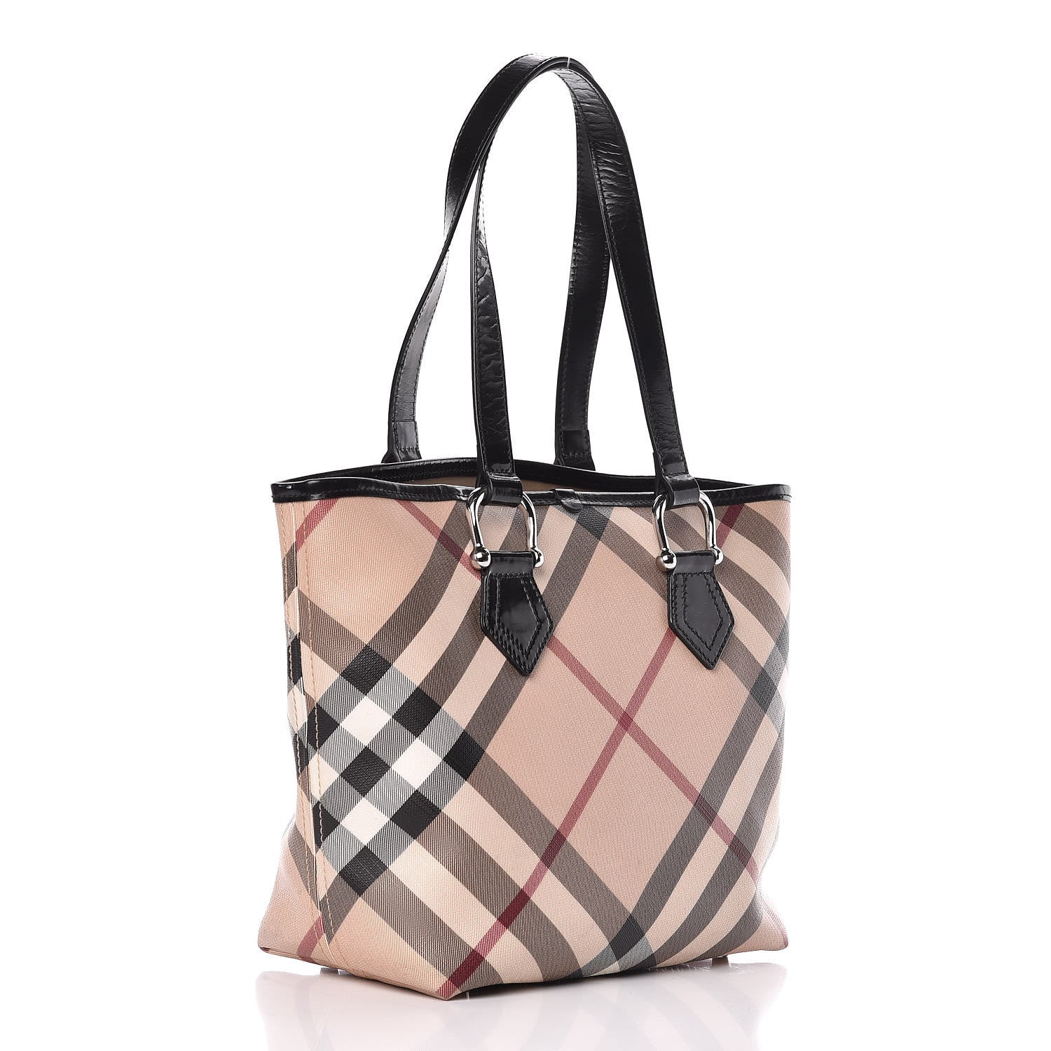 Burberry Patent Trim Nova Check Small Nickie Shopper Tote 3 of 22