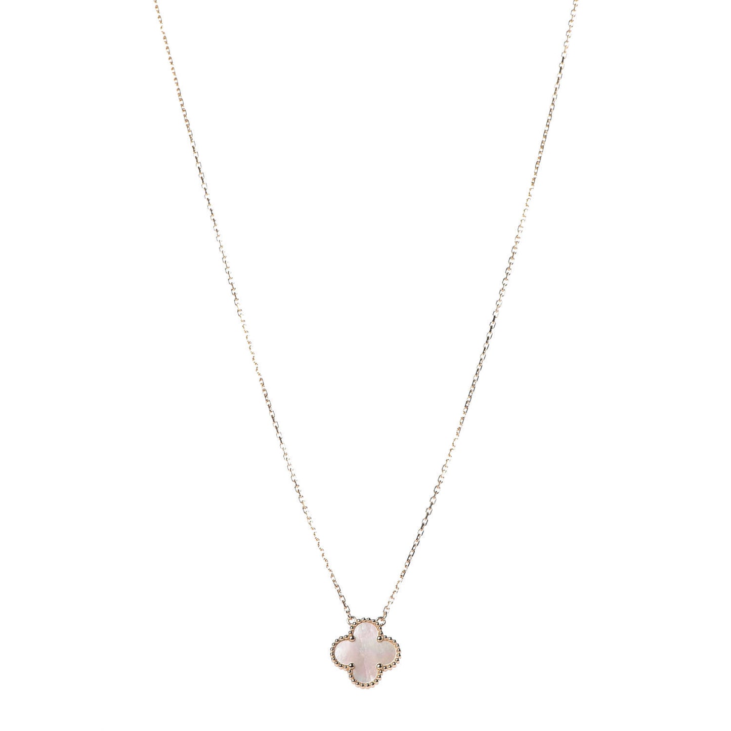 18K Yellow Gold Mother of Pearl Vintage Alhambra Pendant Necklace