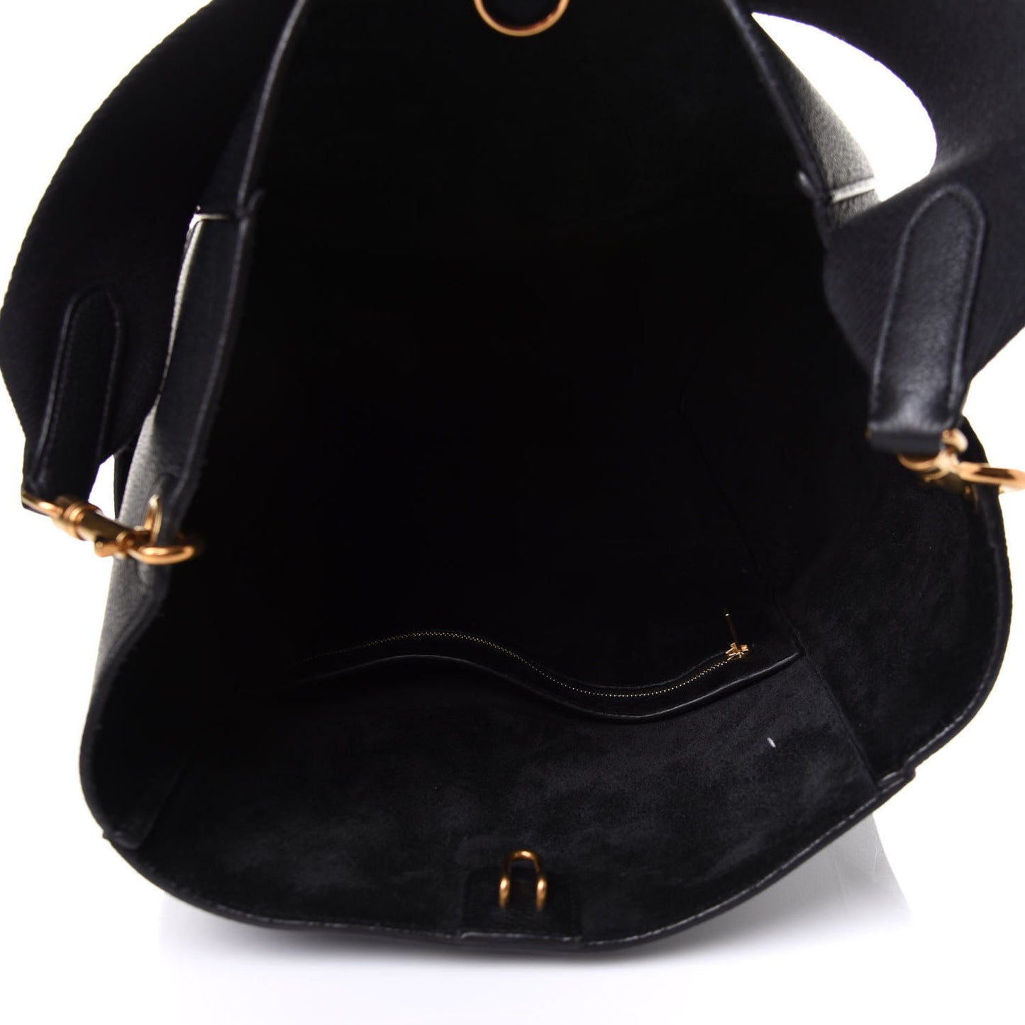 Soft Grained Calfskin Sangle Bucket Bag Black