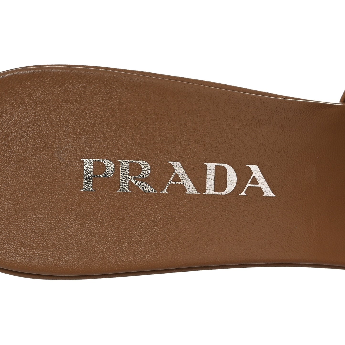 Nappa Soft Padded Metal Triangle Logo 65mm Slide Sandals 39 Caramel