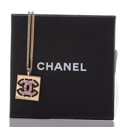 Chanel CC Square Pendant Necklace Pink Gold 5 of 5