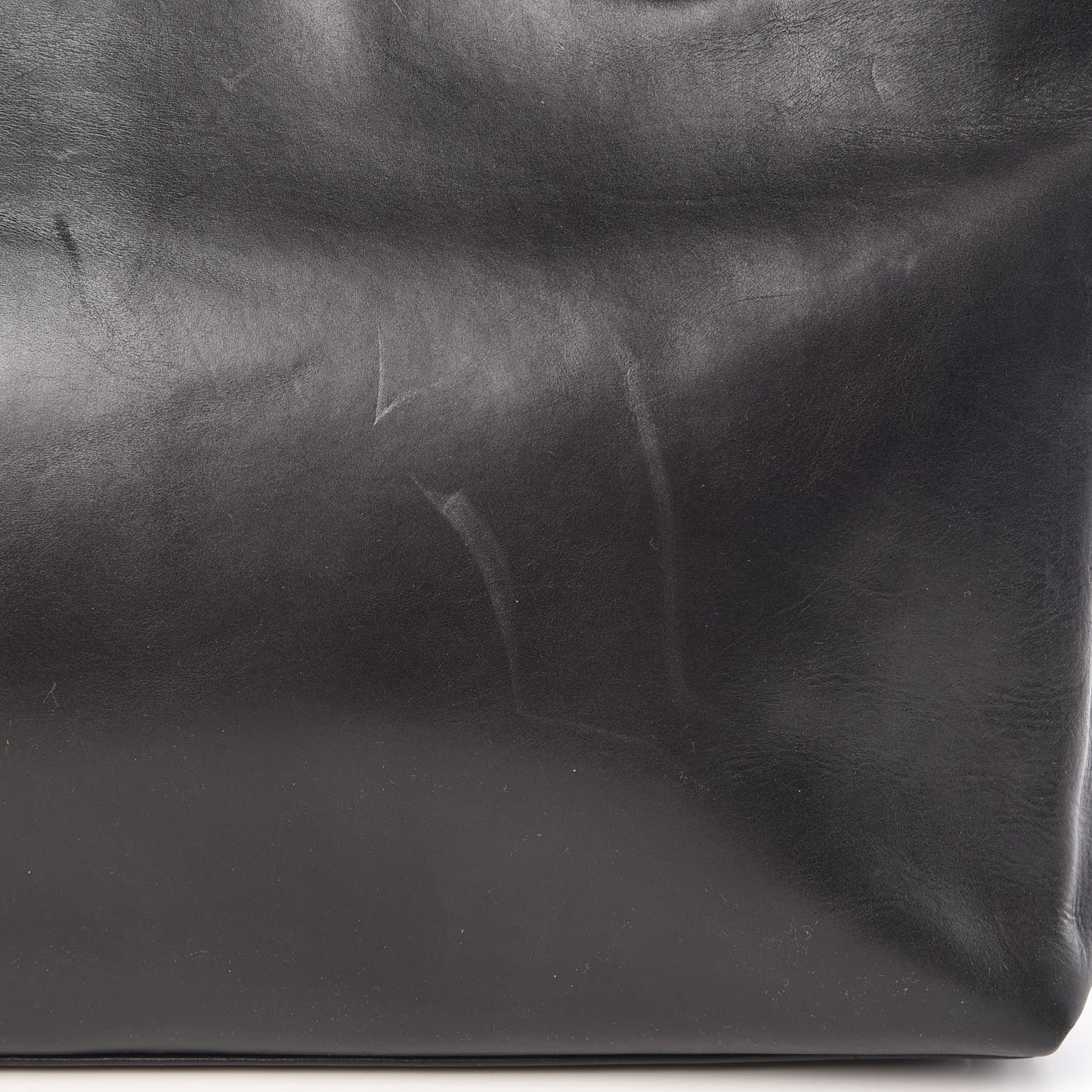 Glazed Calfskin Boy Tote Black