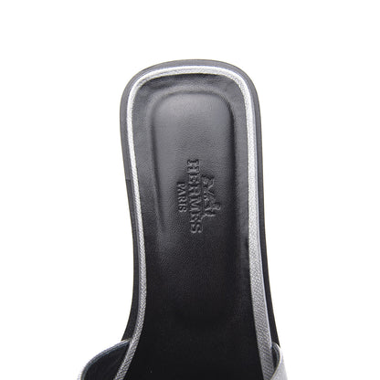 Hermes Metallic Madame Calfskin Oran Sandals 36.5 Argent 5 of 8