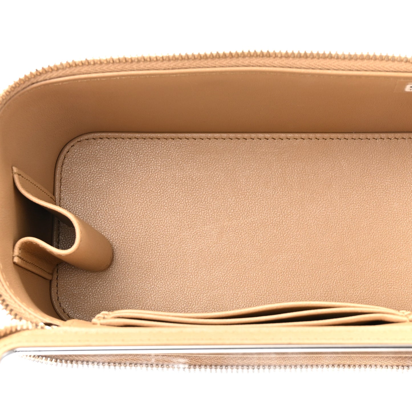 Lambskin Quilted Small Top Handle Vanity Case With Chain Beige