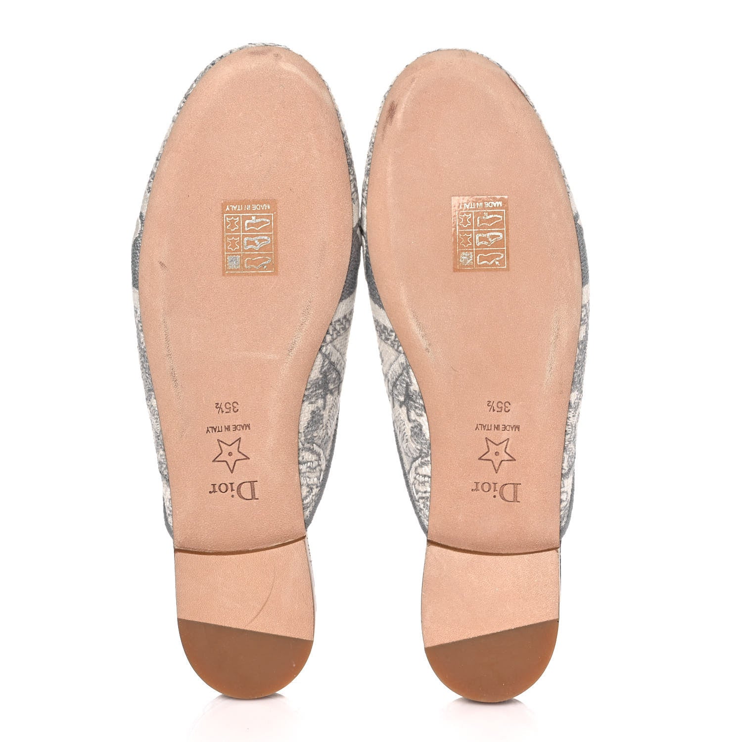 Christian Dior Canvas Embroidered Toile De Jouy Off Flat Mules 35.5 Grey Stone 5 of 9