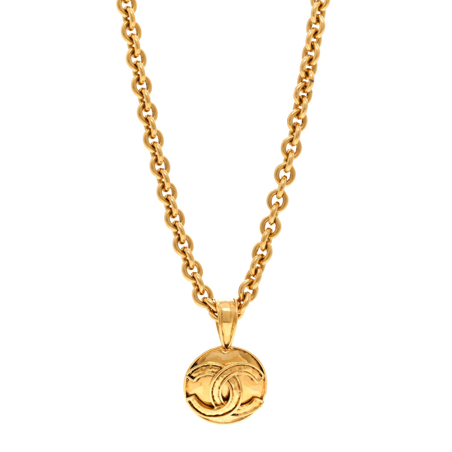 Metal CC Chain Pendant Necklace Gold