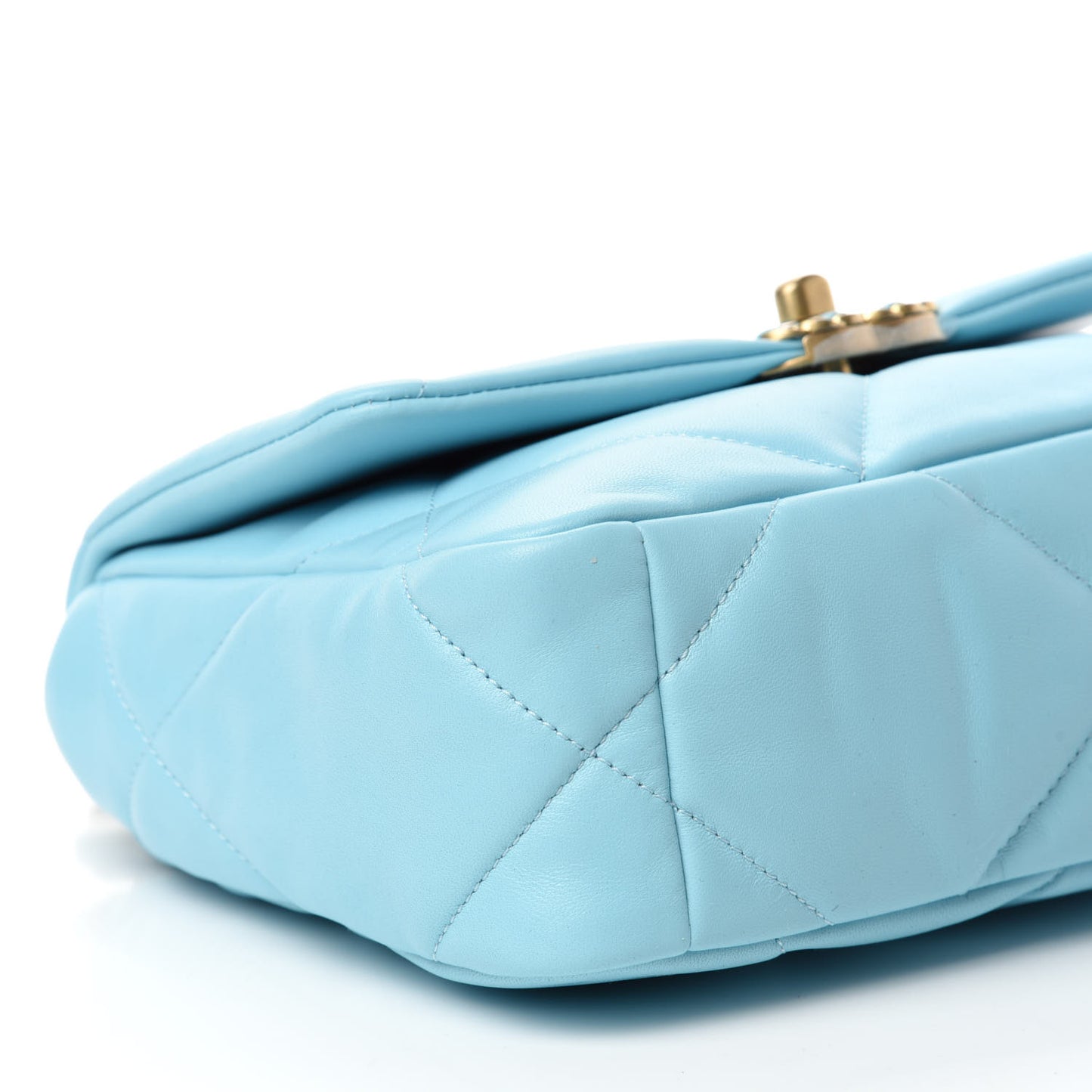 Shiny Lambskin Quilted Medium Chanel 19 Flap Light Blue