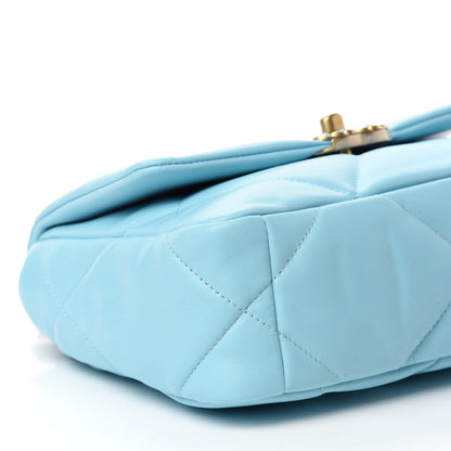 Chanel Shiny Lambskin Quilted Medium Chanel 19 Flap Light Blue 6 of 11