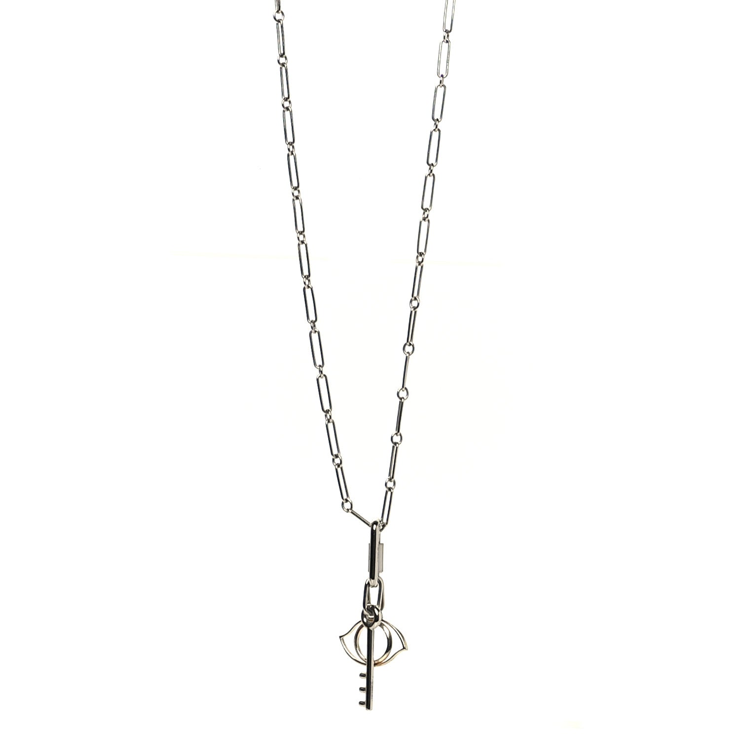 Hermes Palladium Permabrass Curiosite Charm Pendant Necklace 1 of 6