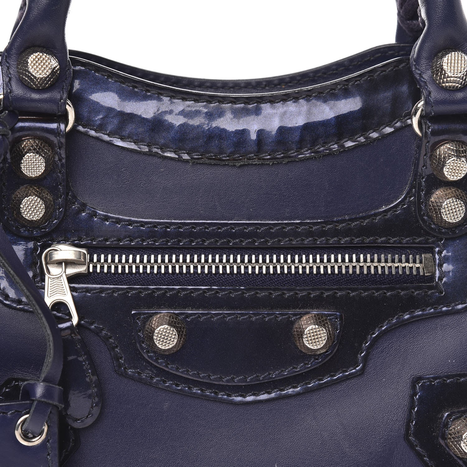 Balenciaga Smooth Calfskin Metallic Patent Giant 12 Silver Hardware Mini City Ultraviolet 14 of 14