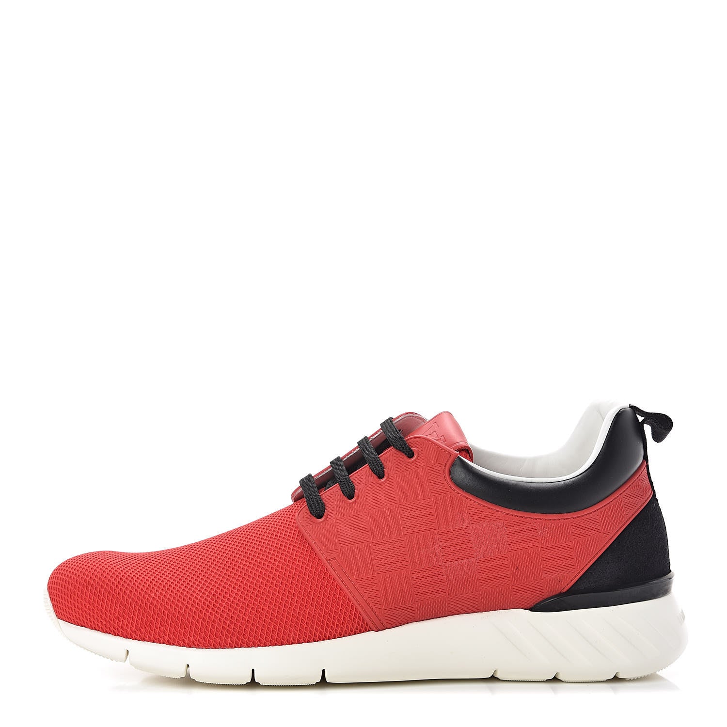 Louis Vuitton Rubber Mesh Suede Damier Fastlane Low Sneakers 8 Rouge 1 of 7
