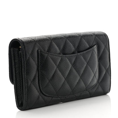 Chanel Caviar Quilted Large Gusset Flap Wallet Black 3 of 11