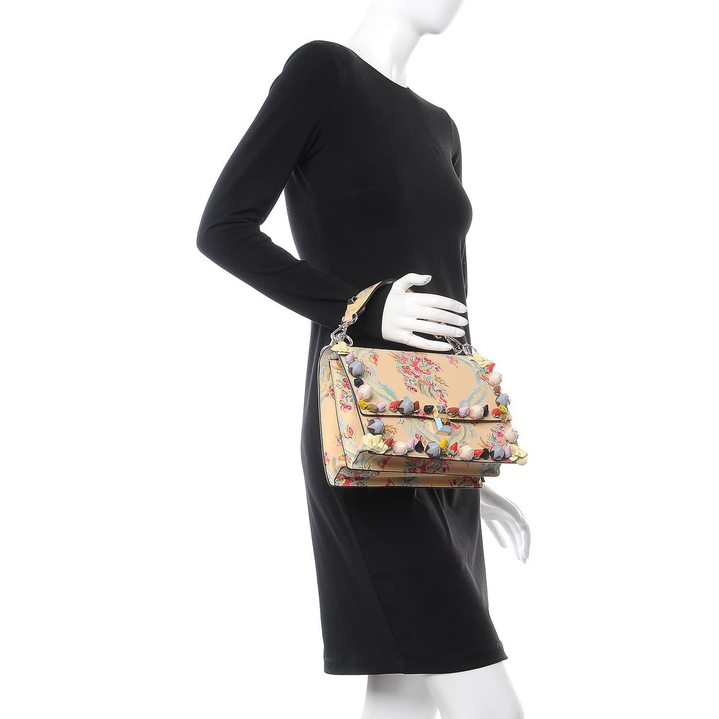 Vitello Marie Antoinette Print Rosebud Kan I Shoulder Bag Panna Multicolor