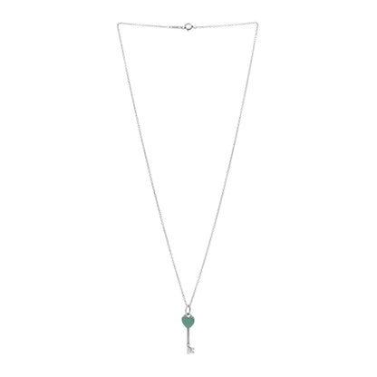Tiffany Sterling Silver Enamel Heart Key Pendant Necklace Blue 3 of 6