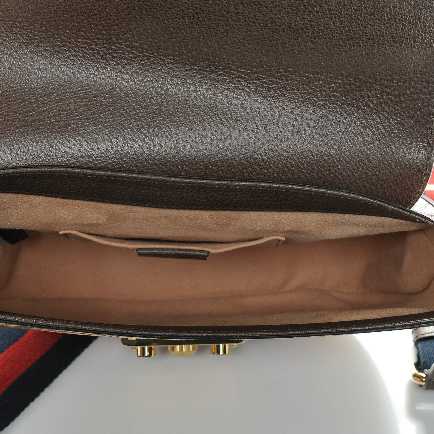 GG Supreme Monogram Bengal Web Medium Padlock Messenger Shoulder Bag Beige Pink